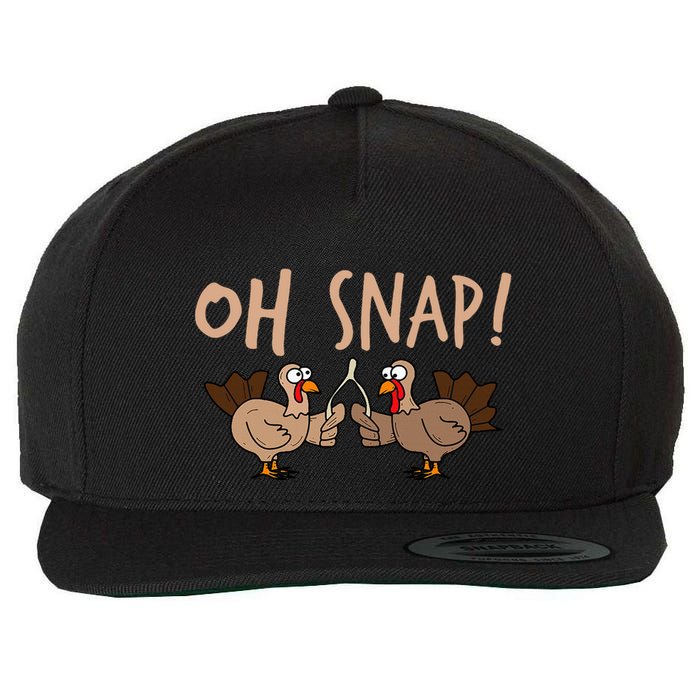 Oh Snap Funny Turkey Wishbone Thanksgiving Dinner Wool Snapback Cap