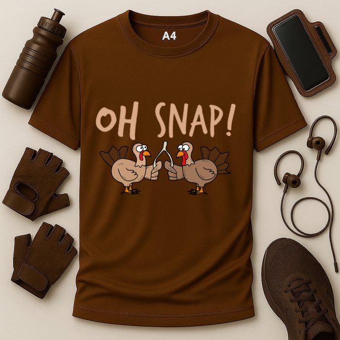 Oh Snap Funny Turkey Wishbone Thanksgiving Dinner Cooling Performance Crew T-Shirt