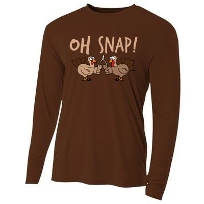 Oh Snap Funny Turkey Wishbone Thanksgiving Dinner Cooling Performance Long Sleeve Crew