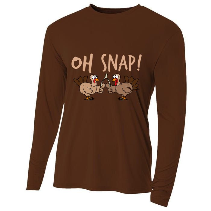 Oh Snap Funny Turkey Wishbone Thanksgiving Dinner Cooling Performance Long Sleeve Crew