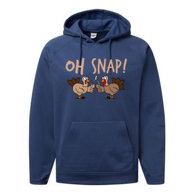 Oh Snap Funny Turkey Wishbone Thanksgiving Dinner Performance Fleece Hoodie