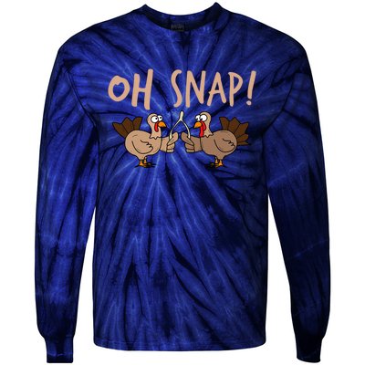 Oh Snap Funny Turkey Wishbone Thanksgiving Dinner Tie-Dye Long Sleeve Shirt