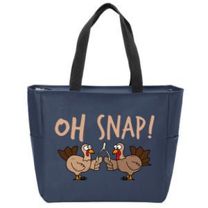 Oh Snap Funny Turkey Wishbone Thanksgiving Dinner Zip Tote Bag