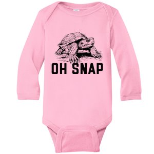 Oh Snap! Funny Snapping Turtle Ironic Animal Baby Long Sleeve Bodysuit