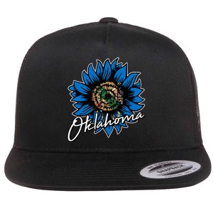 O.K.L.A.H.O.M.A State Flag Sun Flower Floral Cool Patriotic Gifts Flat Bill Trucker Hat