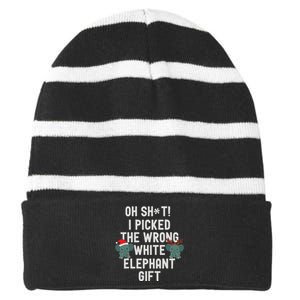 Oh Shit Funny White Elephant Gifts For Adults Under 15 20 Striped Beanie with Solid Band