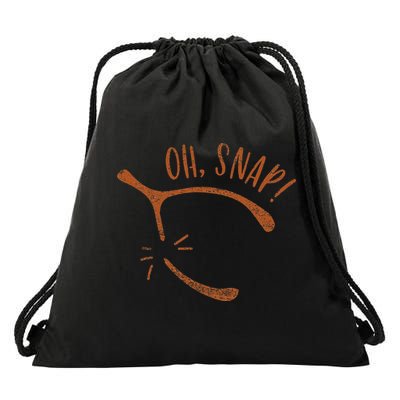 Oh Snap! Funny Turkey Day Print Wishbone Happy Thanksgiving Drawstring Bag