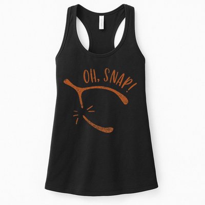 Oh Snap! Funny Turkey Day Print Wishbone Happy Thanksgiving Womens Tank Top