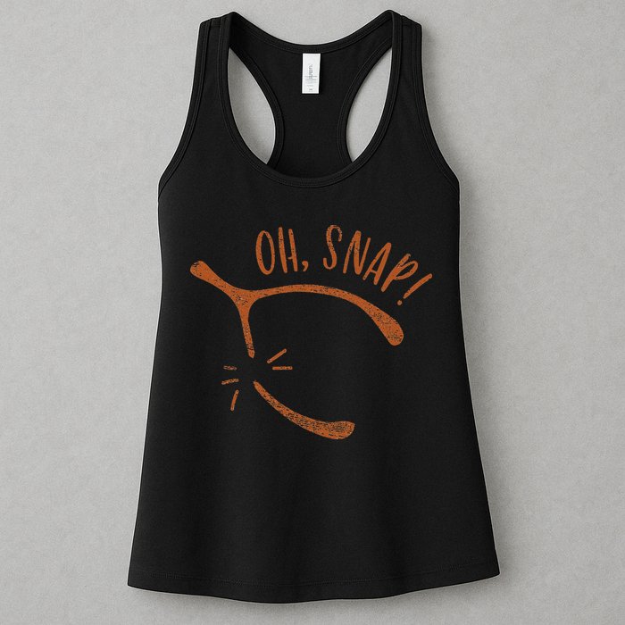 Oh Snap! Funny Turkey Day Print Wishbone Happy Thanksgiving Womens Tank Top