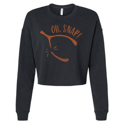 Oh Snap! Funny Turkey Day Print Wishbone Happy Thanksgiving Cropped Pullover Crew