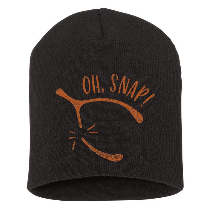 Oh Snap! Funny Turkey Day Print Wishbone Happy Thanksgiving Short Acrylic Beanie