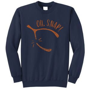 Oh Snap! Funny Turkey Day Print Wishbone Happy Thanksgiving Sweatshirt