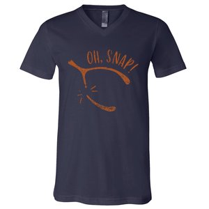 Oh Snap! Funny Turkey Day Print Wishbone Happy Thanksgiving V-Neck T-Shirt