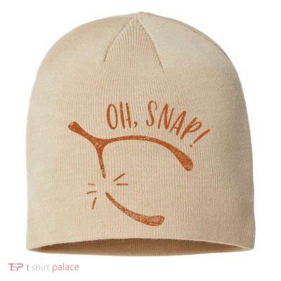 Oh Snap! Funny Turkey Day Print Wishbone Happy Thanksgiving Sustainable Beanie