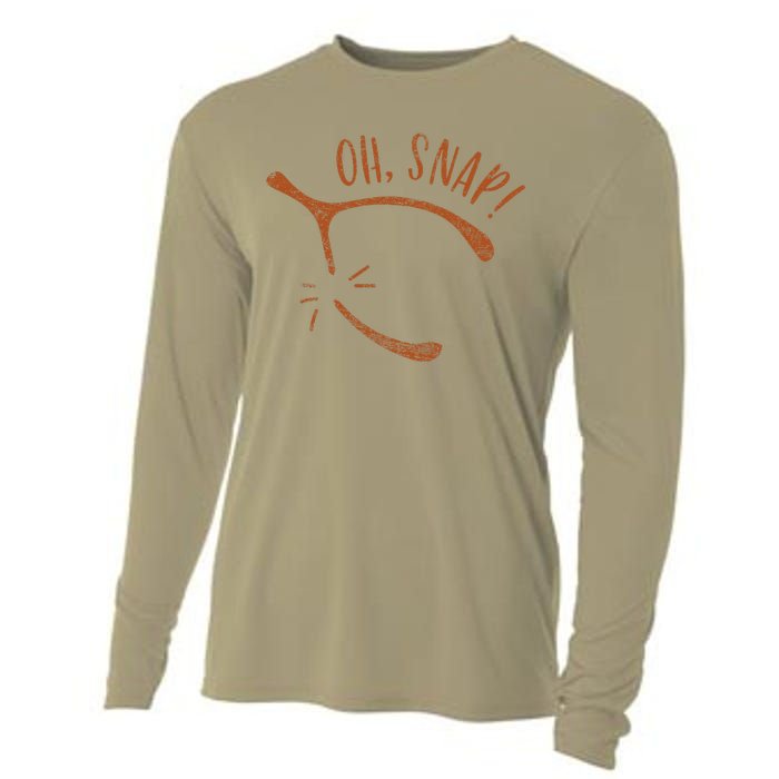 Oh Snap! Funny Turkey Day Print Wishbone Happy Thanksgiving Cooling Performance Long Sleeve Crew