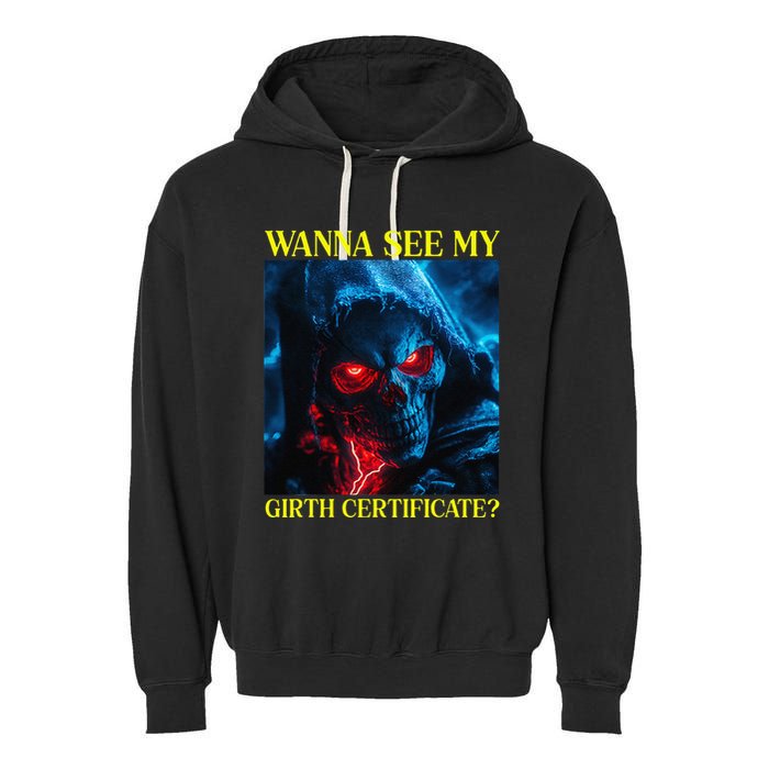 Oddly Specific Funny Girth Certificate Garment-Dyed Fleece Hoodie