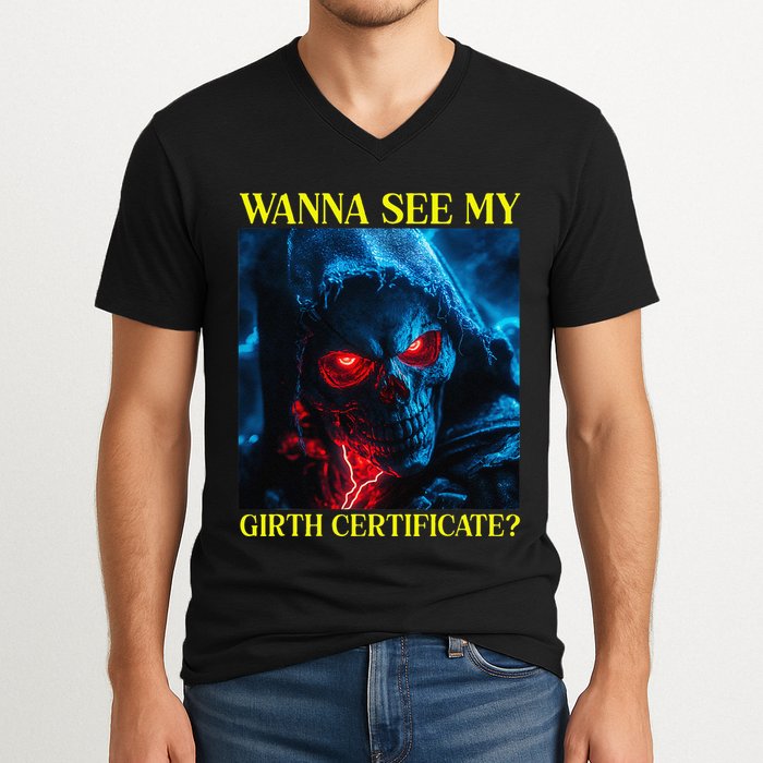 Oddly Specific Funny Girth Certificate V-Neck T-Shirt