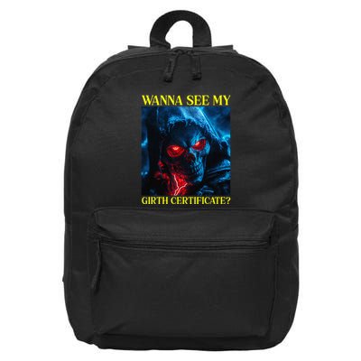 Oddly Specific Funny Girth Certificate 16 in Basic Backpack