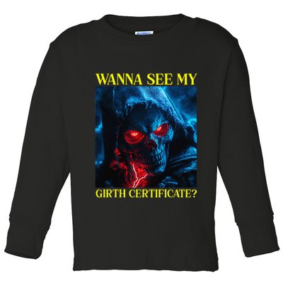 Oddly Specific Funny Girth Certificate Toddler Long Sleeve Shirt