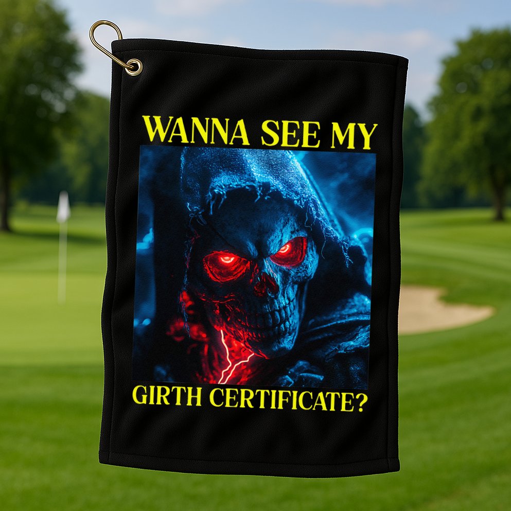 Oddly Specific Funny Girth Certificate Golf Towel