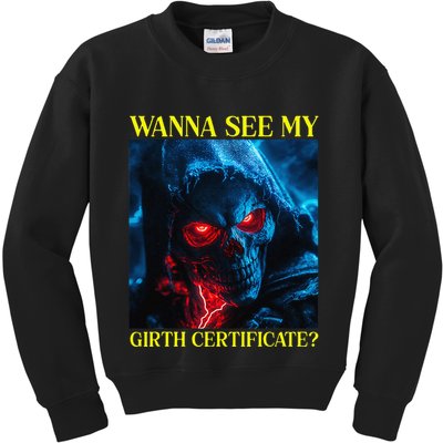 Oddly Specific Funny Girth Certificate Kids Sweatshirt