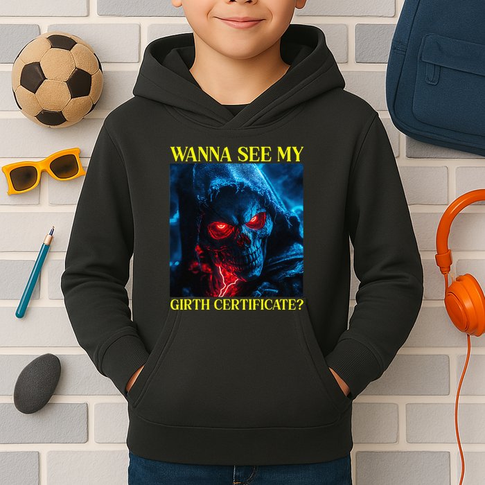 Oddly Specific Funny Girth Certificate Kids Hoodie