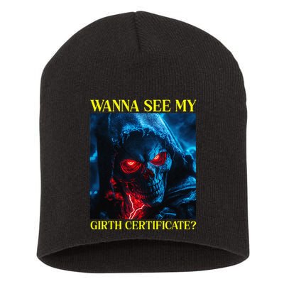 Oddly Specific Funny Girth Certificate Short Acrylic Beanie