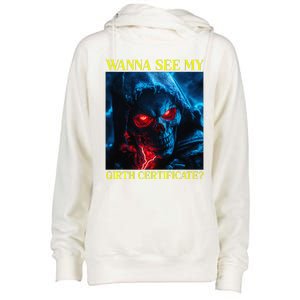 Oddly Specific Funny Girth Certificate Womens Funnel Neck Pullover Hood