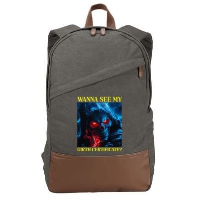 Oddly Specific Funny Girth Certificate Cotton Canvas Backpack