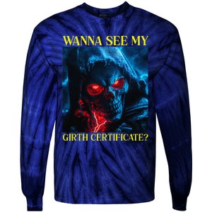 Oddly Specific Funny Girth Certificate Tie-Dye Long Sleeve Shirt