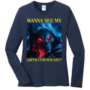 Oddly Specific Funny Girth Certificate Ladies Long Sleeve Shirt