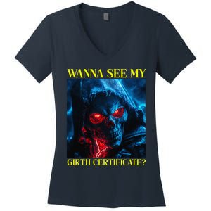 Oddly Specific Funny Girth Certificate Women's V-Neck T-Shirt