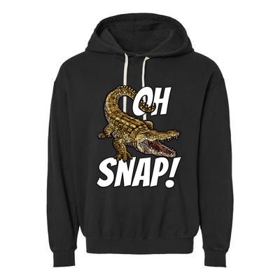 Oh Snap Funny Alligator Gator Crocodile Graphic Adults Garment-Dyed Fleece Hoodie