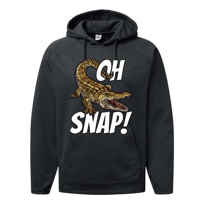 Oh Snap Funny Alligator Gator Crocodile Graphic Adults Performance Fleece Hoodie