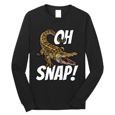 Oh Snap Funny Alligator Gator Crocodile Graphic Adults Long Sleeve Shirt