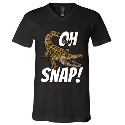 Oh Snap Funny Alligator Gator Crocodile Graphic Adults V-Neck T-Shirt