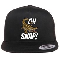 Oh Snap Funny Alligator Gator Crocodile Graphic Adults Flat Bill Trucker Hat