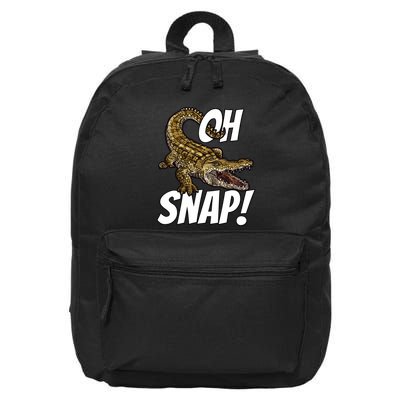 Oh Snap Funny Alligator Gator Crocodile Graphic Adults 16 in Basic Backpack