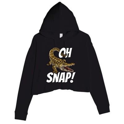 Oh Snap Funny Alligator Gator Crocodile Graphic Adults Crop Fleece Hoodie