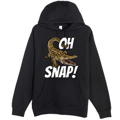 Oh Snap Funny Alligator Gator Crocodile Graphic Adults Premium Pullover Hoodie
