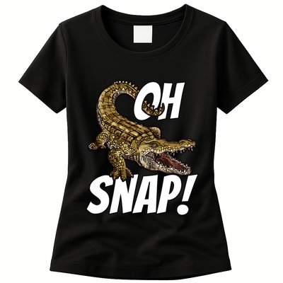 Oh Snap Funny Alligator Gator Crocodile Graphic Adults Womens T-Shirt