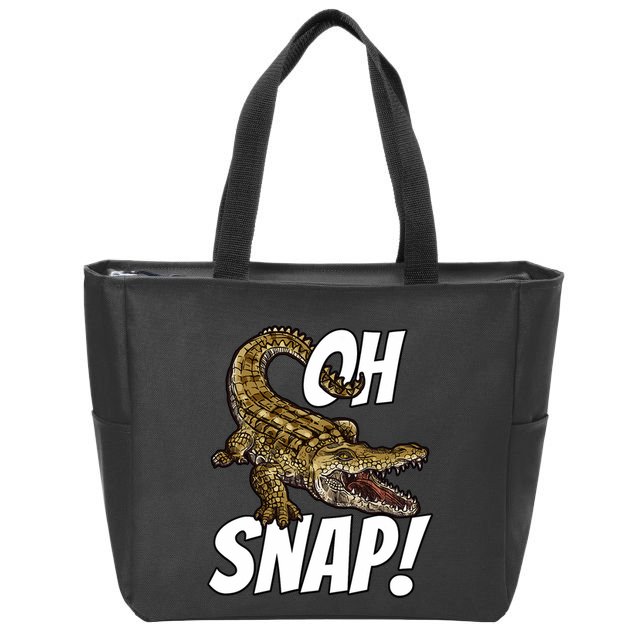 Oh Snap Funny Alligator Gator Crocodile Graphic Adults Zip Tote Bag