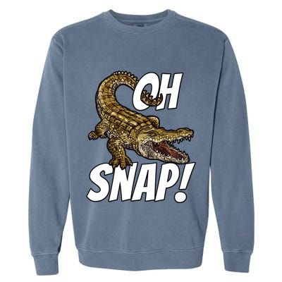 Oh Snap Funny Alligator Gator Crocodile Graphic Adults Garment-Dyed Sweatshirt