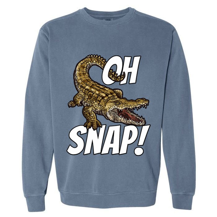 Oh Snap Funny Alligator Gator Crocodile Graphic Adults Garment-Dyed Sweatshirt