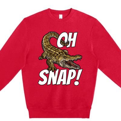 Oh Snap Funny Alligator Gator Crocodile Graphic Adults Premium Crewneck Sweatshirt