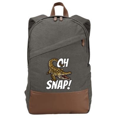 Oh Snap Funny Alligator Gator Crocodile Graphic Adults Cotton Canvas Backpack