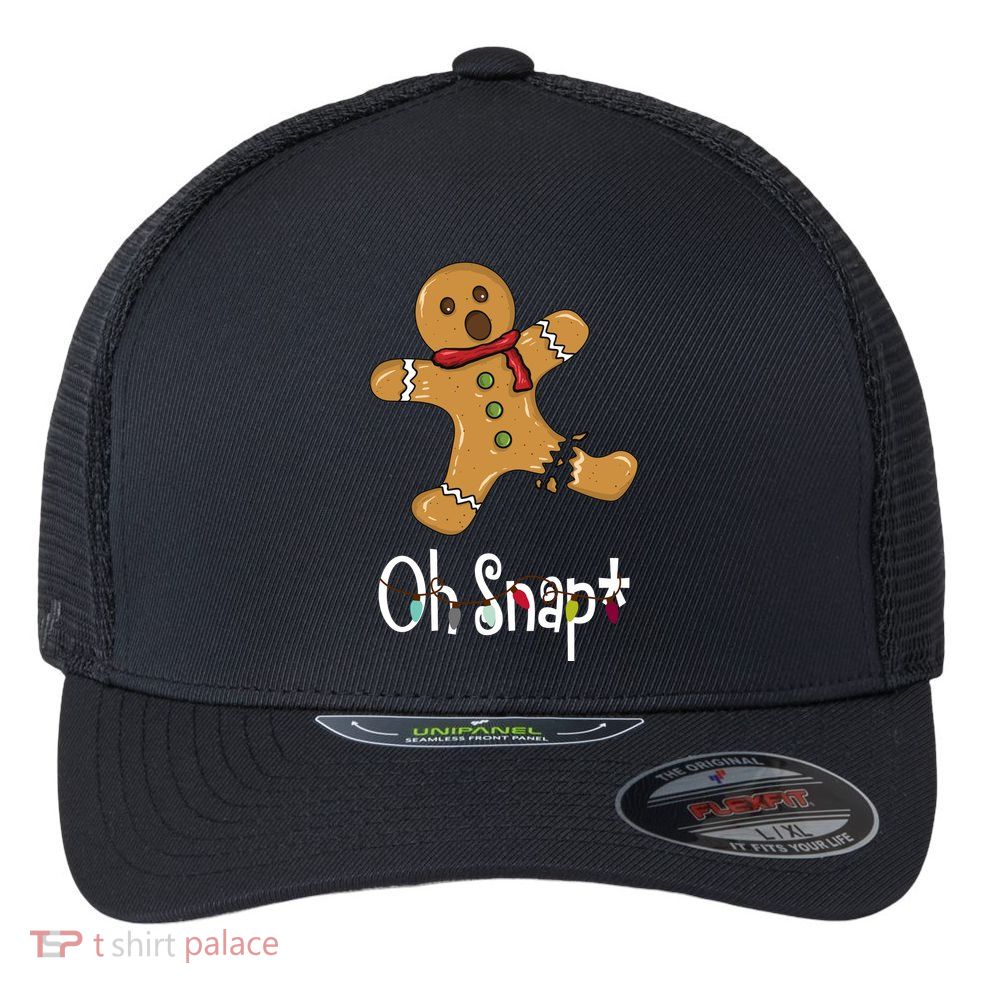 Oh Snap Funny Gingerbread Cookie Flexfit Unipanel Trucker Cap