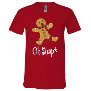 Oh Snap Funny Gingerbread Cookie V-Neck T-Shirt