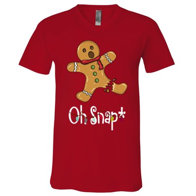 Oh Snap Funny Gingerbread Cookie V-Neck T-Shirt
