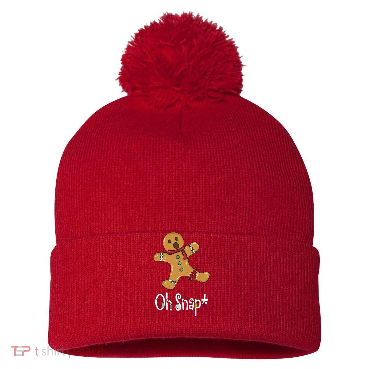 Oh Snap Funny Gingerbread Cookie Pom Pom 12in Knit Beanie